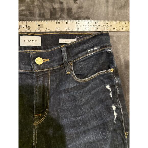 Frame Le Garcon Cropped Jeans Blue Cotton Size 28 - Picture 2 of 13